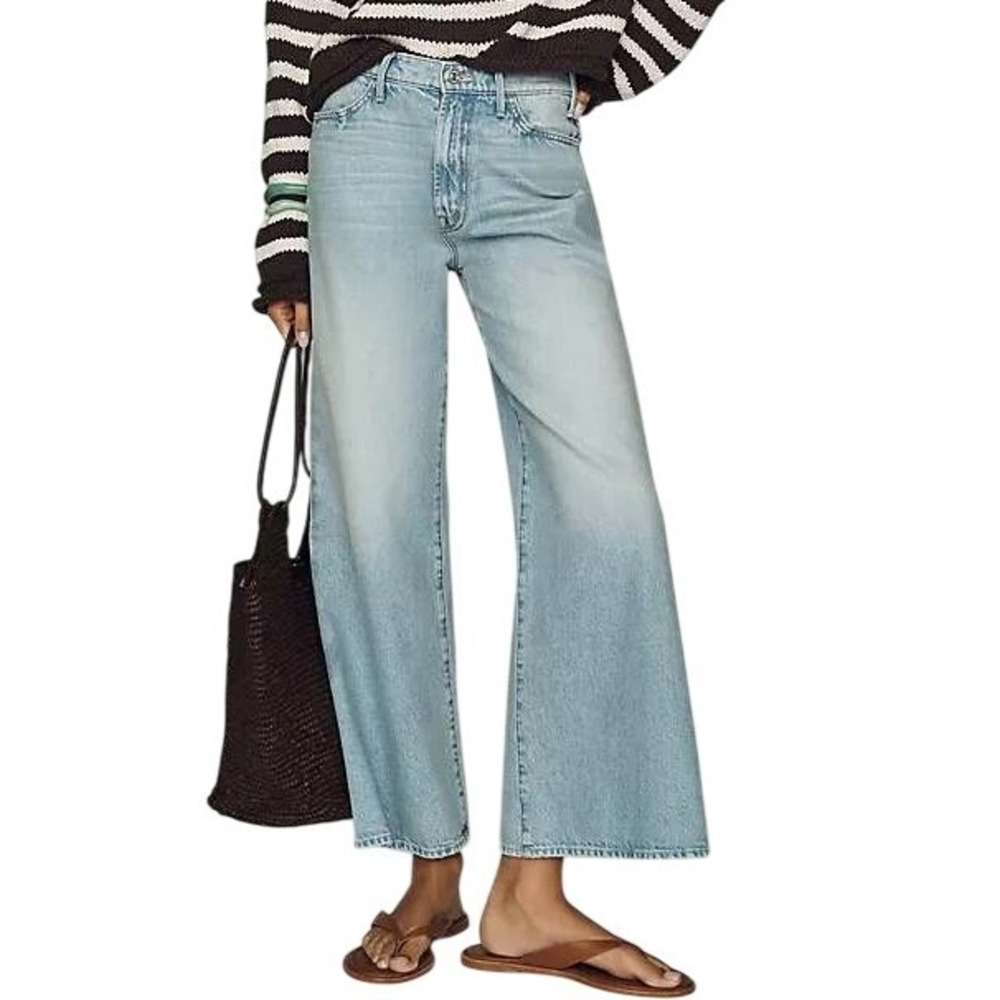 MOTHER Hustler Roller Ankle Wide Leg Jeans Size 26 Blue This Is How I Roll Wash
